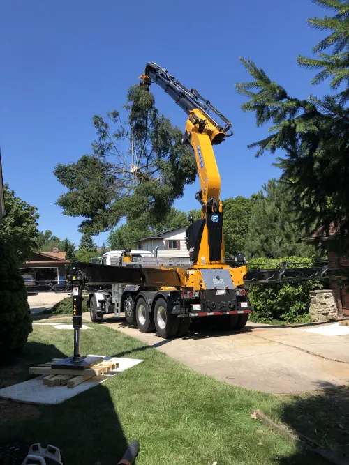 muskego tree removal - crane truck